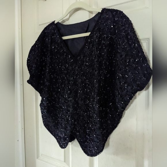 Vtg Designr ShoMax Kazar 3 Black Formal Silk Tops Lg 12 Xlg 14 Beads/Sequins WOW - Picture 13 of 15